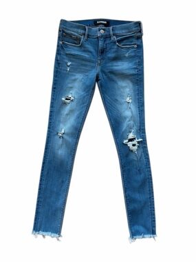Express Denim Perfect Distressed Mid Rise Ankle Legging Jeans 2R